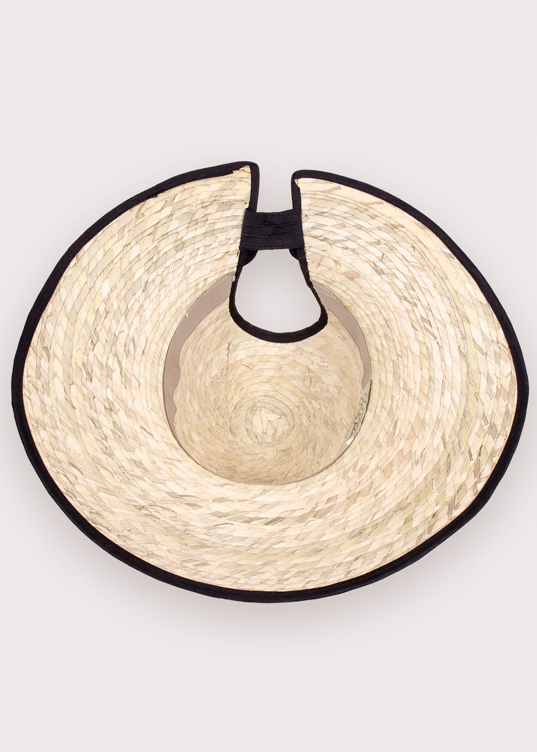 Straw Wide-Brim Sun Hat with Black Trim Scala Pronto Wide Brim Beige Black Trim Straw Sun Hat Black  main image 2