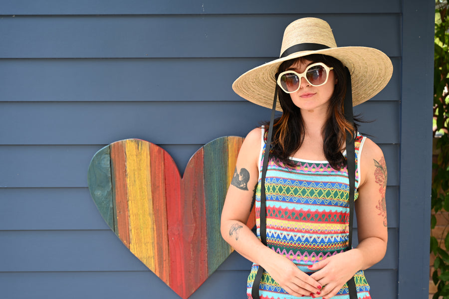 Iris Wide Brim Straw Ribbon Hat Light