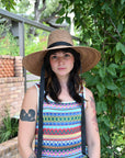 Iris Wide Brim Straw Ribbon Hat Tan