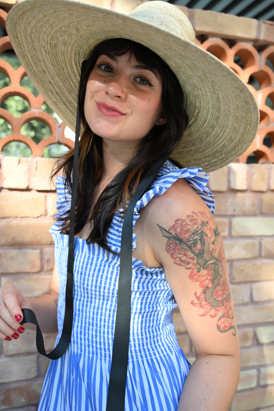 Iris Wide Brim Straw Ribbon Hat Light