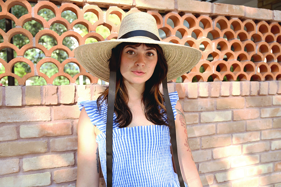 Iris Wide Brim Straw Ribbon Hat Light