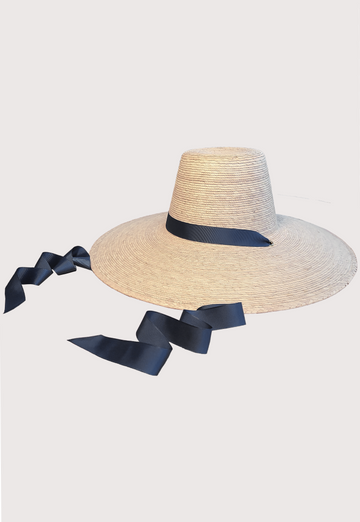 Iris Wide Brim Straw Ribbon Hat Light