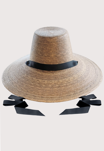 Iris Wide Brim Straw Ribbon Hat Tan