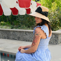 Somerset Straw Hat Black Bow Extra Large