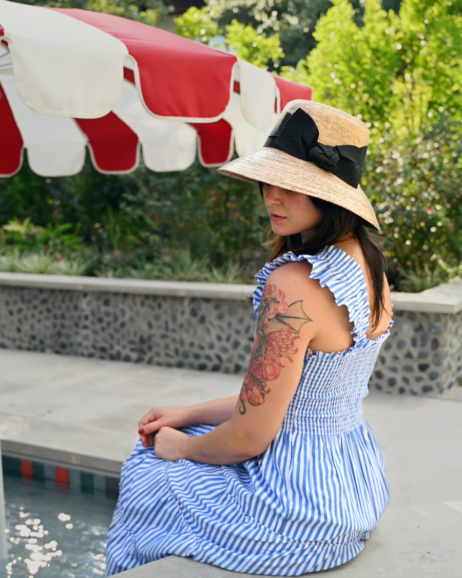 Somerset Straw Hat Black Bow Extra Large