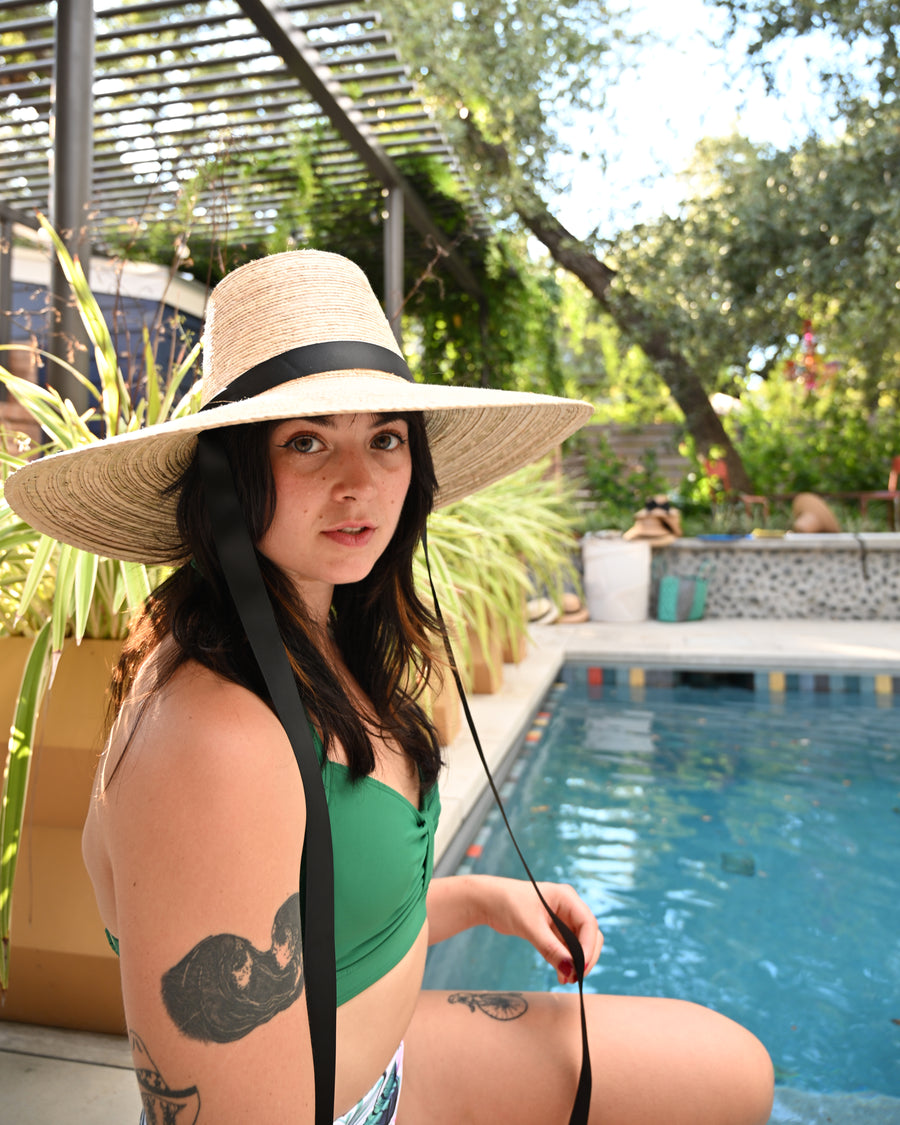 Iris Wide Brim Straw Ribbon Hat Light