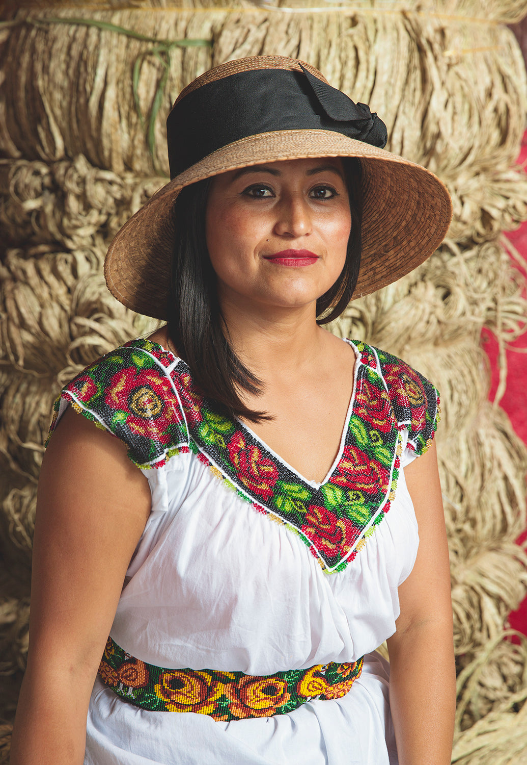 Somerset Straw Hat Black Bow Extra Large | Handwoven Palm  display picture 1