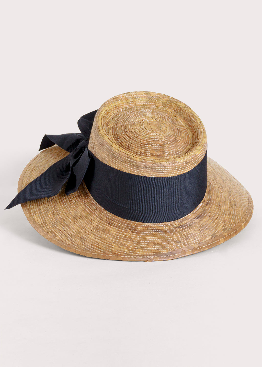 Black Woven Wide-Brim Straw Hat with Ribbon Classic Sun Hat Black Woven Straw Wide Brim Packable Floppy  main image 3